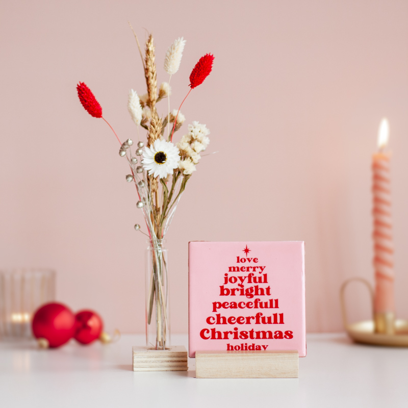 Tegeltje KerstwensVaasje Brievenbusbloemen