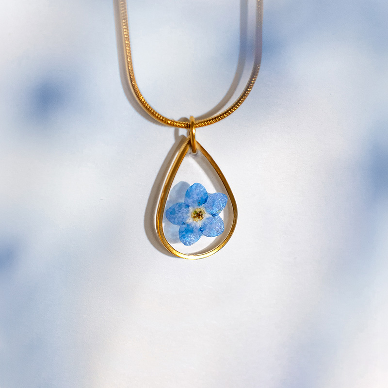 Vergeet-me-niet hanger en ketting Brievenbusbloemen