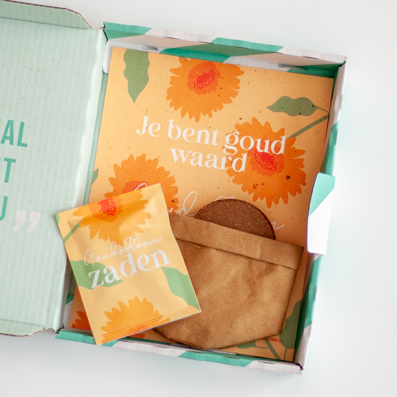 brievenbus doosje met zaden 'Jij bent goud waard'