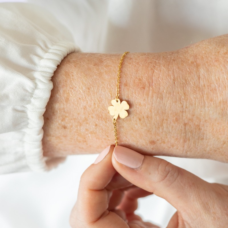 Armband klavertje vier goud