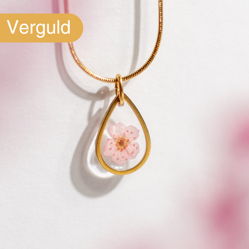 Veerkracht hanger en ketting roze