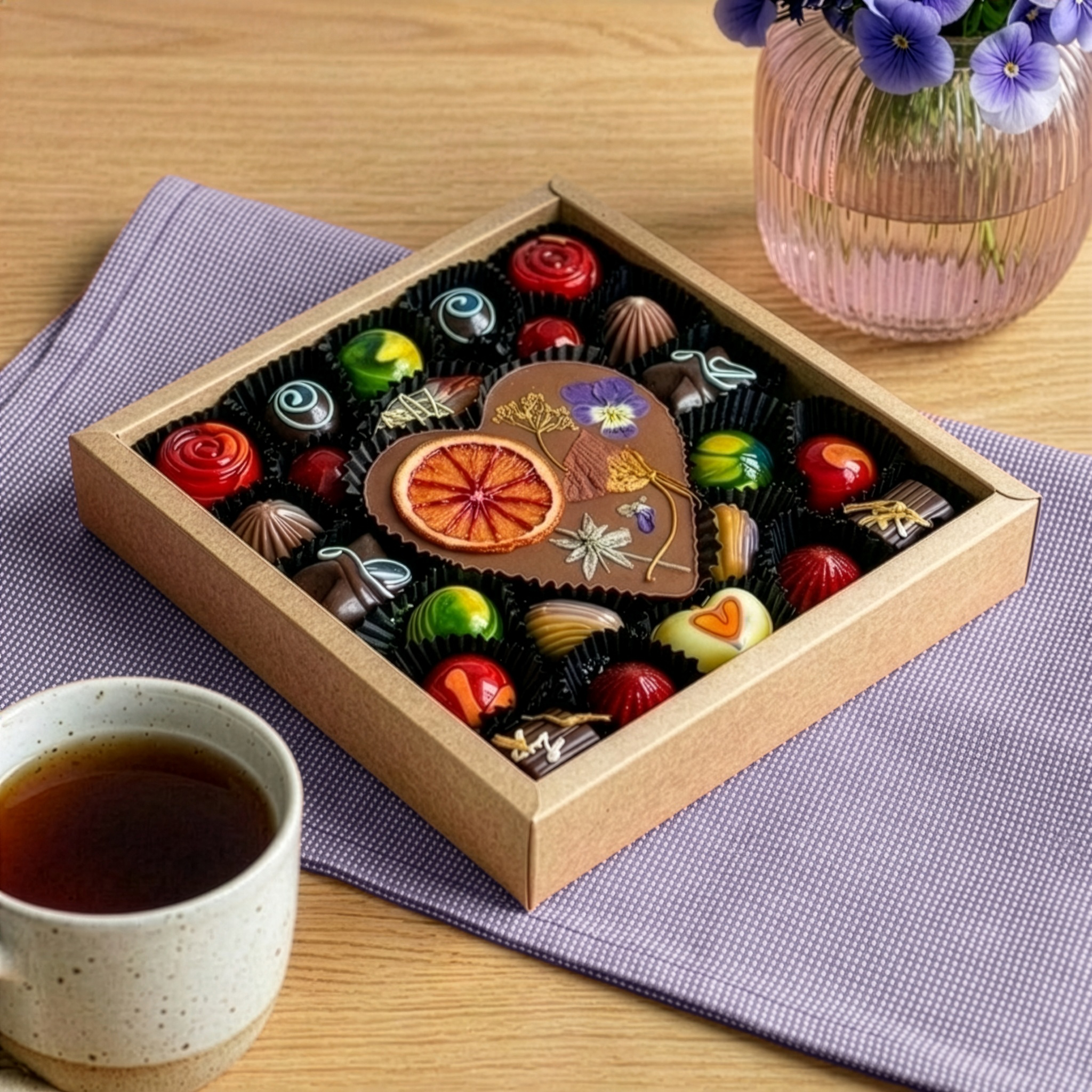 Bonbons met hartjes chocolade